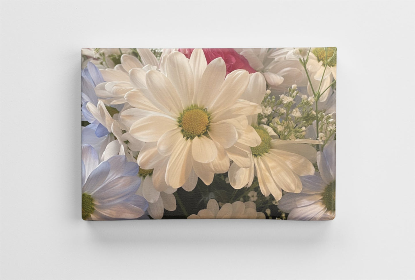Faith, Daisies and Sky Blue pink Canvas photo