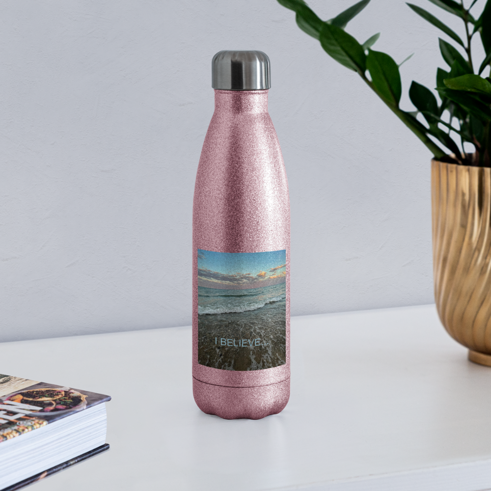 Insulated Stainless Steel Water Bottle - pink glitter