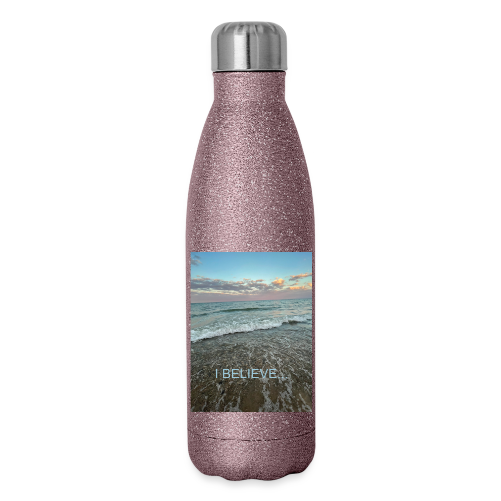 Insulated Stainless Steel Water Bottle - pink glitter